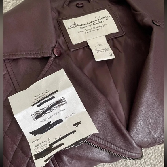 NWOT American rag faux leather jacket. Size Small retail around $100 has recipet - Picture 5 of 8